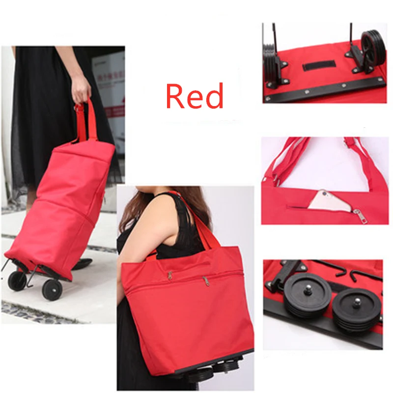 

Fashion multi-purpose Grocery shopping cart hand bag folding tow bag dual-use wheeled shopping bag trailer Buy vegetables bag