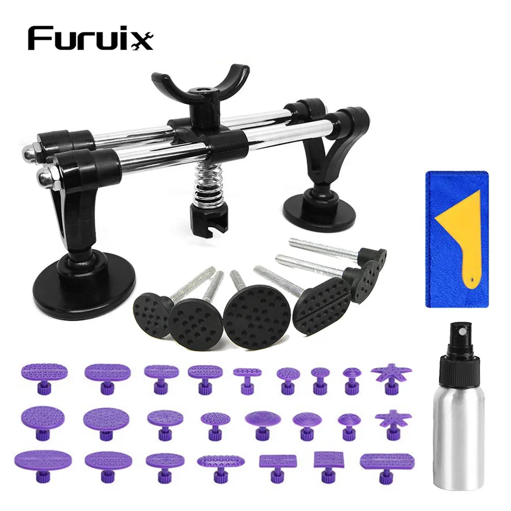

Car Body Repair Tool Kit, Car Dent Puller with Double Pole Bridge Dent Puller Glue Puller Tabs, Glue Shovel for Dent Removal