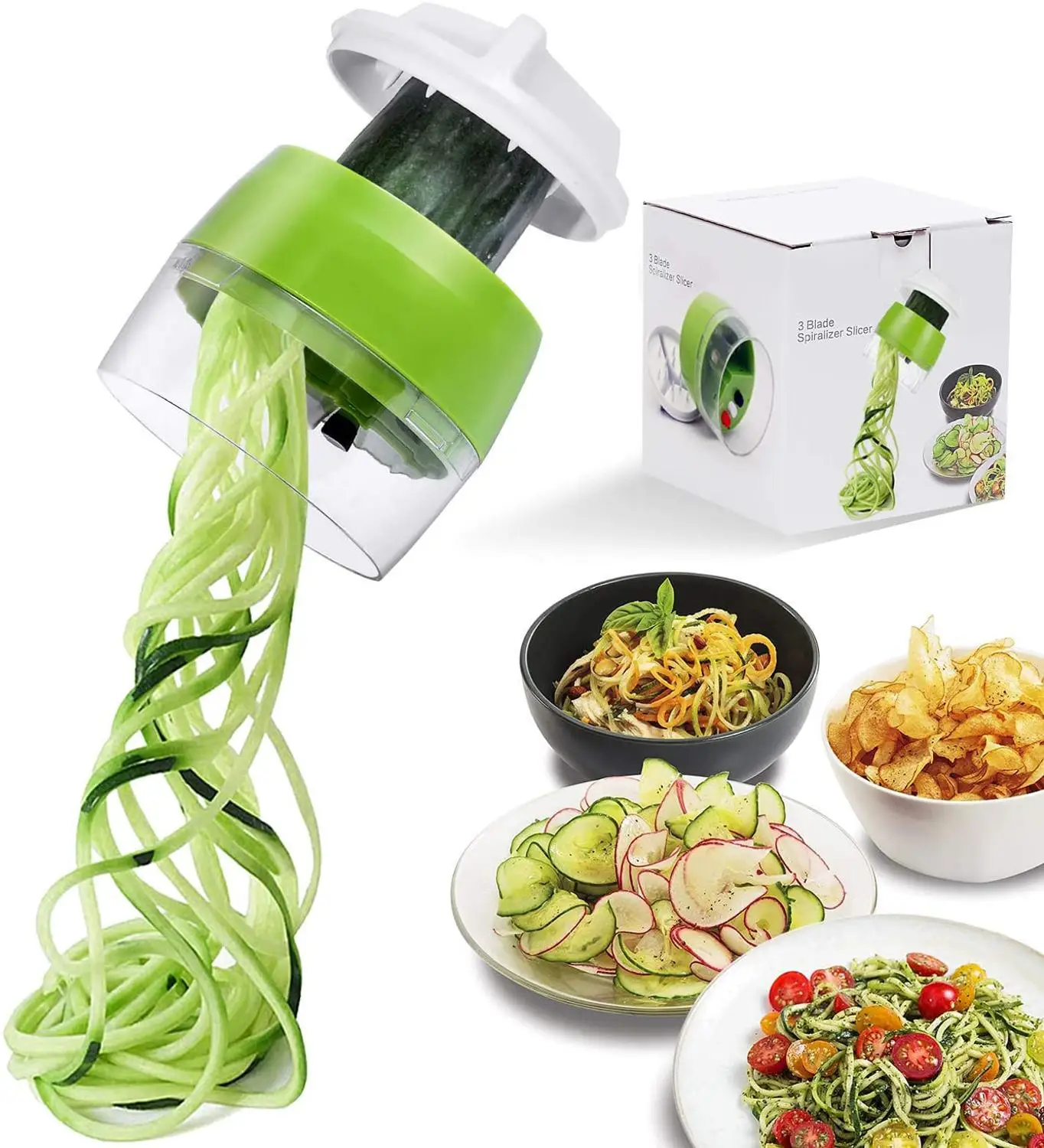 Handheld spiralizer vegetal fruit slicer 4 em 1 ajustável espiral ralador cortador ferramentas de salada abobrinha macarrão fabricante espaguete
