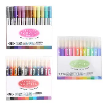 

12 Colors Acrylic Paint Marker Pen for Ceramic Rock Glass Porcelain Mug Wood Canvas Painting Marking