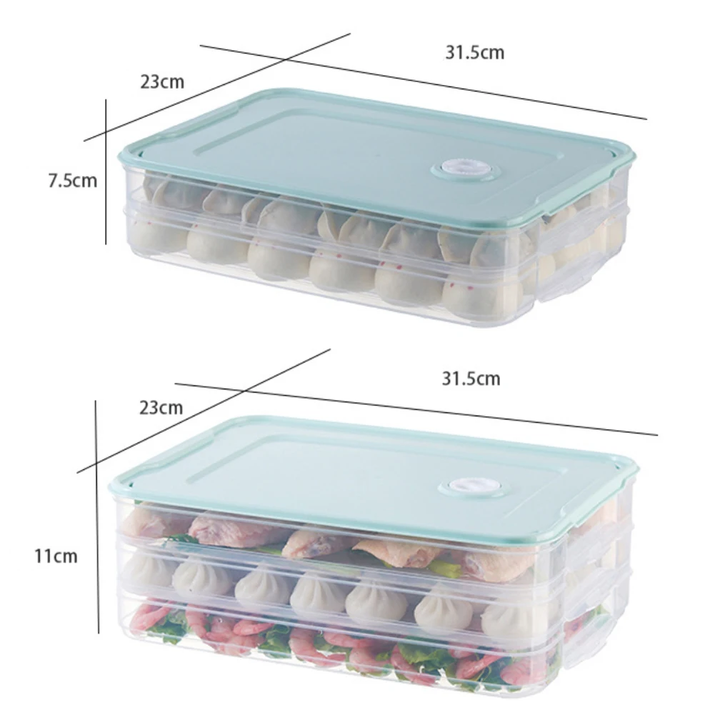 Container Microwave Safe PP Without Grid Multi-layer Refrigerator Frozen Dumplings Storage Box Organizer Fresh Food Storage