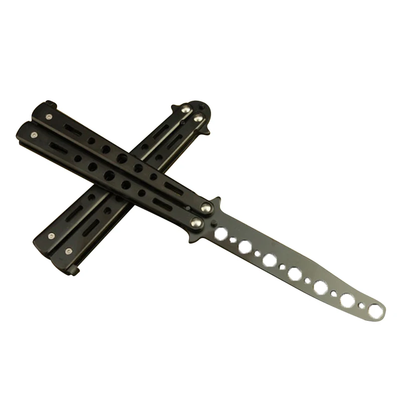 

Stainless Steel Practice Dull Blade 220mm Combat Fight Fold Training Trendy Butterfly Knife Comb Trainer Outdoor Sports Tools