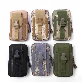 

Verticle Canvas Mobile Phone Sports Running Bag Multi-functional Tactical Bag Camouflage Wear Leather Belt Casual