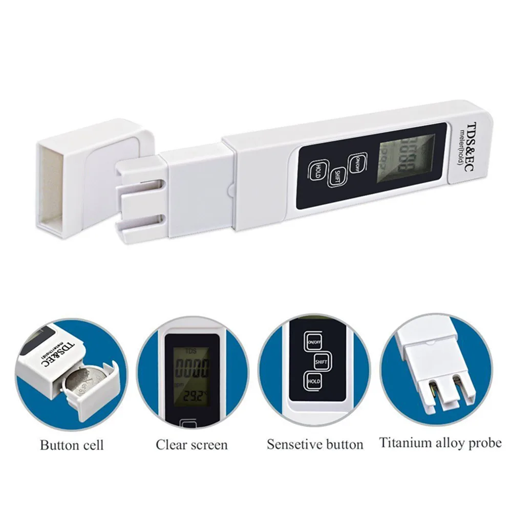 Digital PH EC TDS Meter Tester Temperature Pen Water Purity PPM Filter Hydroponic for Aquarium Pool Water Monitor water quality tester