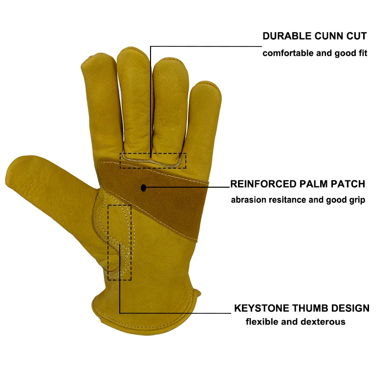Safety Work Gloves Cowhide Leather - Image 3