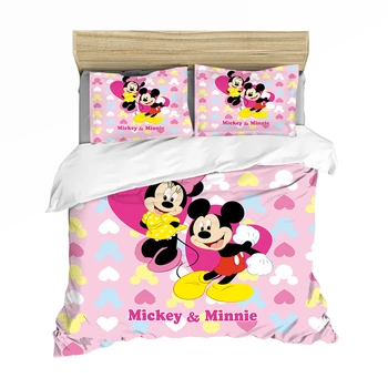 

Couple Mickey Minnie Cartoon Bedding Set Children Twin Full King Single Double Size Duvet Cover Pillow Cases Girl Boy Baby Gift