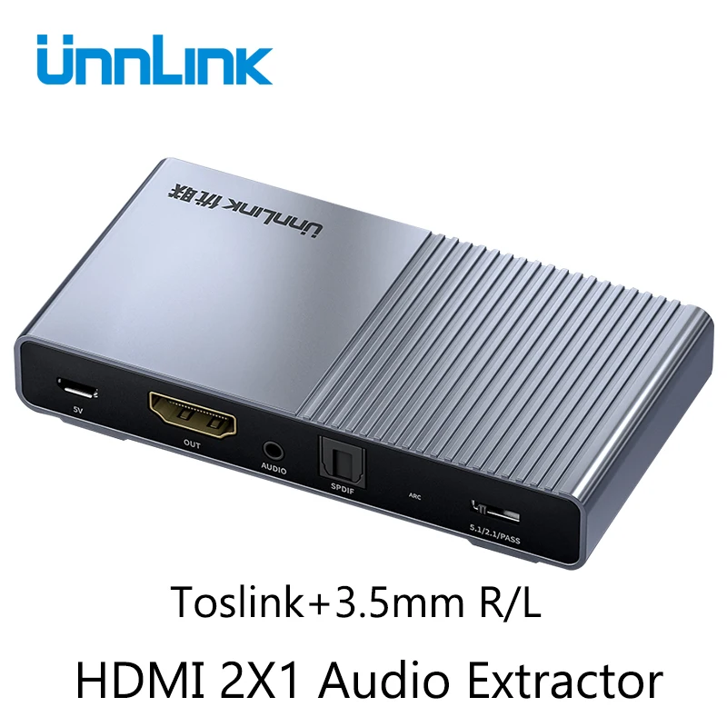 

Unnlink HDMI 2.0 Audio Extractor 2 in 1 out 2x1 Switch UHD 4K@60Hz HDCP2.2 Split 5.1ch SPDIF Toslink 2.1ch 3.5mm ARC for PS4 TV