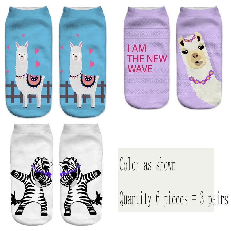 Cute funny animal print women's socks 3D three-dimensional pattern sheep unicorn camel cartoon socks gift new beautiful - Цвет: Style as shown