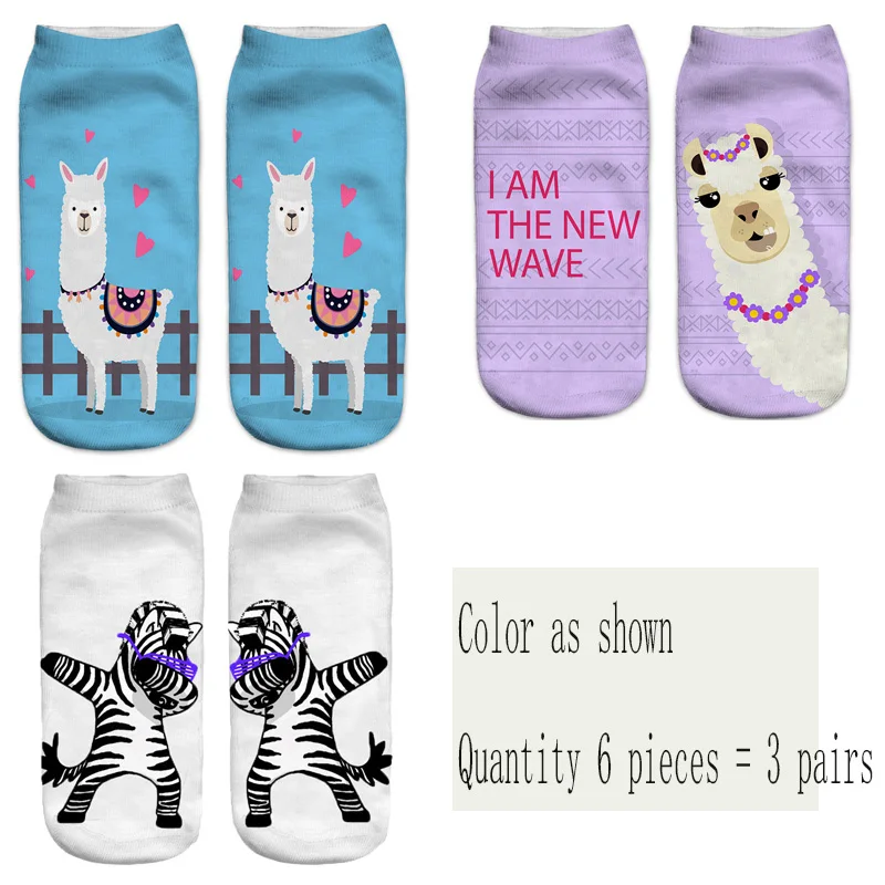 Style as shown Cute funny animal print women's socks 3D three-dimensional pattern sheep unicorn camel cartoon socks gift new beautiful - Цвет: Style as shown
