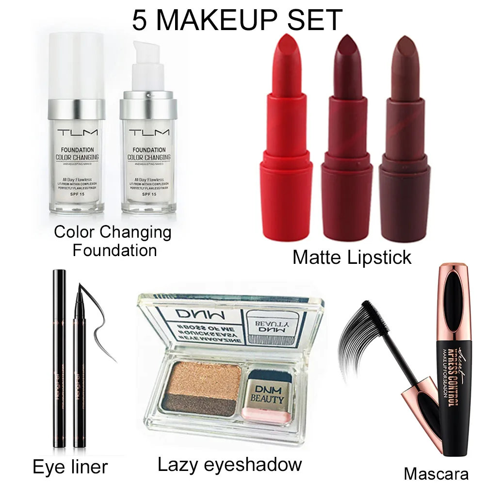 Женский подарочный набор для макияжа, повседневный косметический набор для макияжа, наборы для макияжа для женщин, включая тени для век, помаду, подводку для глаз, тушь, основа - Цвет: 5 Makeup set