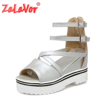 

ZALAVOR Size 34-43 Ladies High Wedges Sandals Women Ankel Strap Platform Sandals Zipper Trifle Vacation Party Summer Shoes