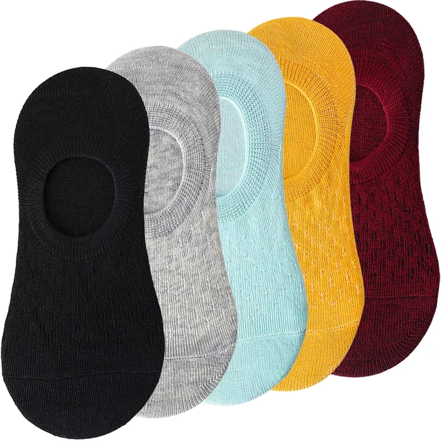 10 pieces = 5 pairs Women Invisible Solid Color Socks Slippers Ladies Polyester Cotton Non-slip Silicone Ankle Socks skarpetki 5 pairs 08
