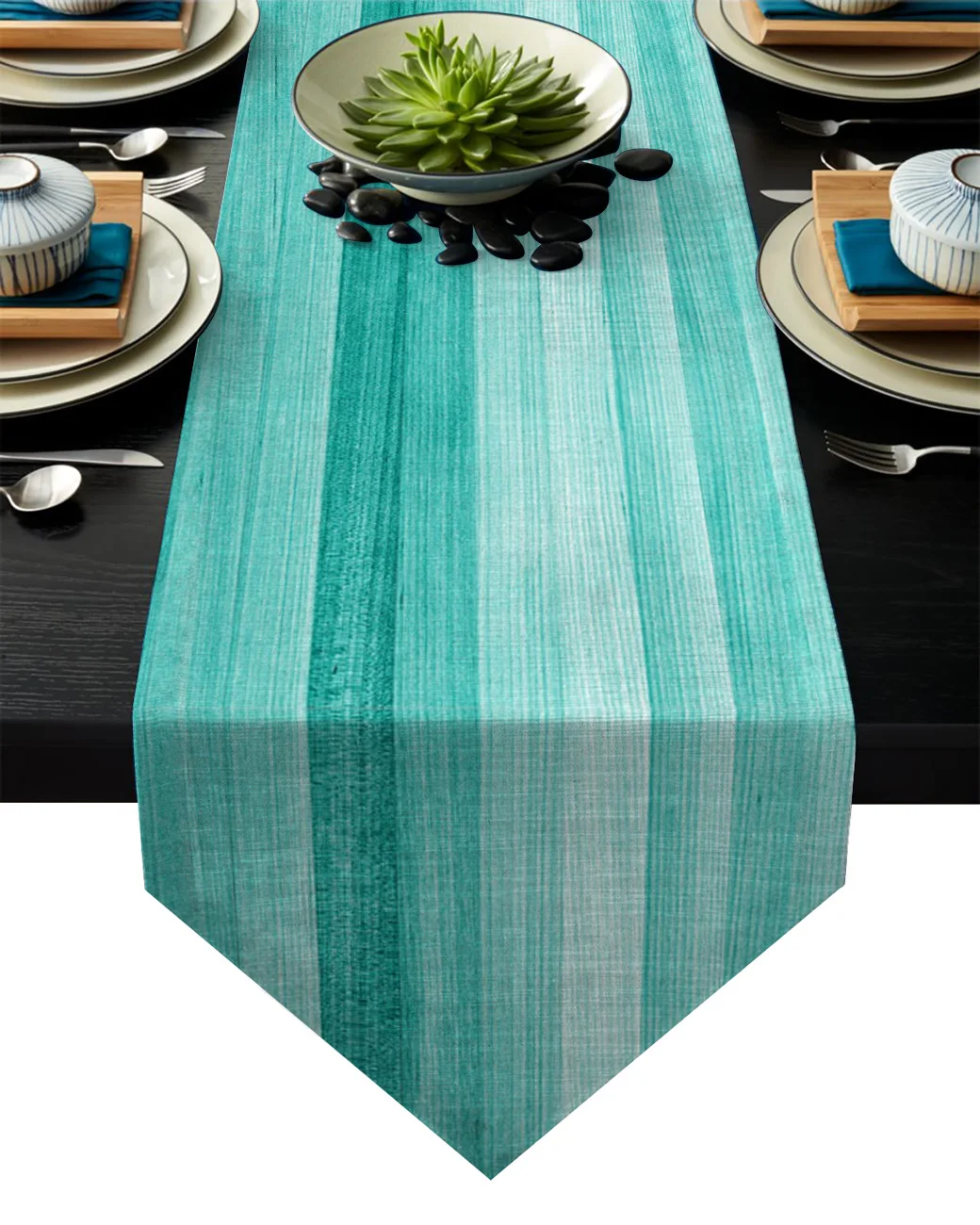 Turquoise Wooden Board Table Runner Table Flag Home Party Decorative
