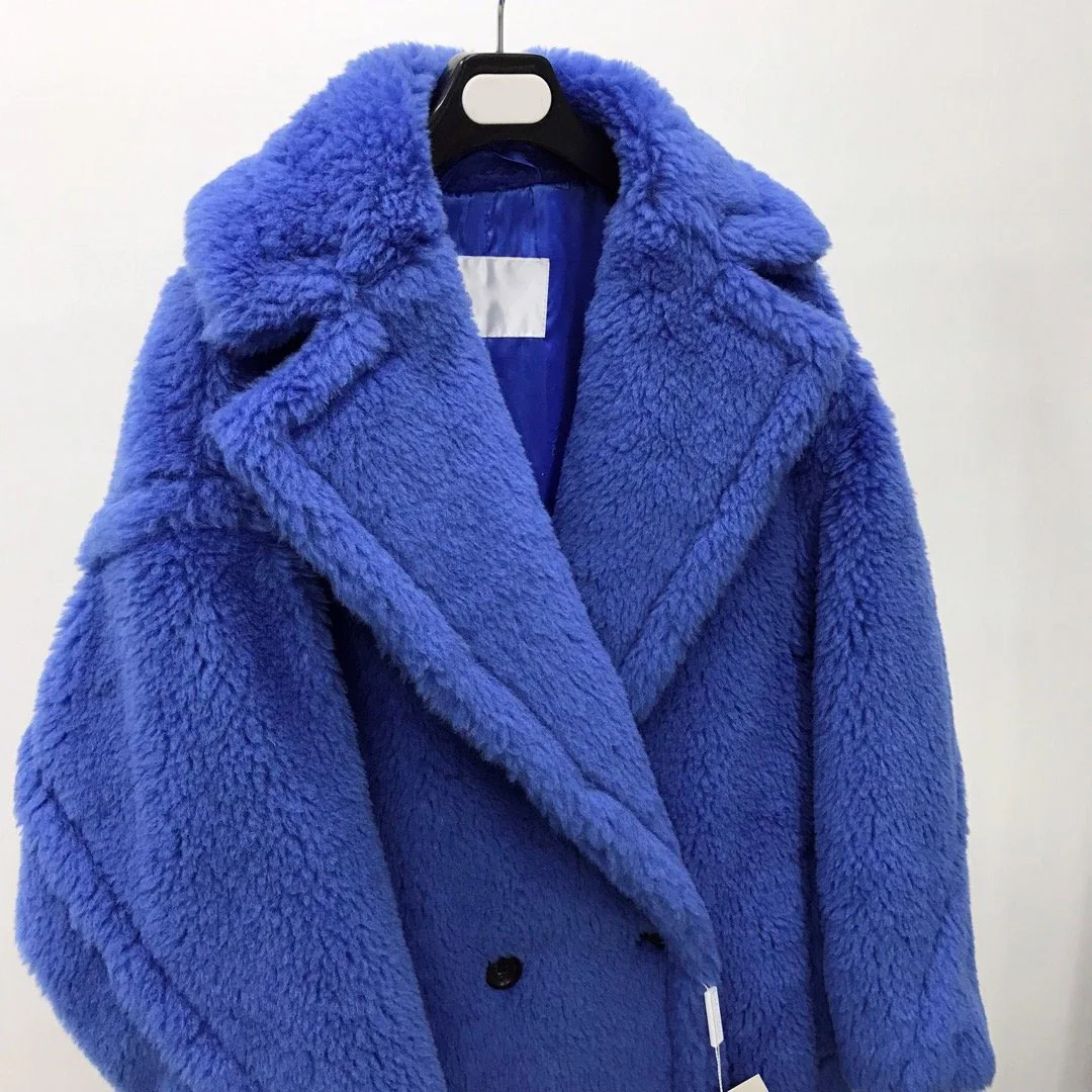 Ins/, модный дизайн, шерсть, куртка со звездами, зимняя верхняя одежда больших размеров, теплое пальто из настоящей овчины, меховое пальто, плюшевое пальто