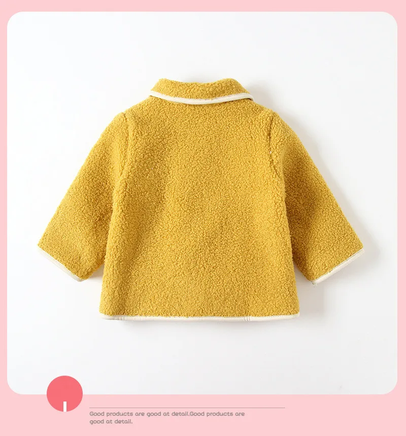 Fashion Toddler Lamb Cashmere Coat Winter Korean Kids Soild Horn Buckle Thicken Outwear New Baby Warm Jacket Little Girl Clothes
