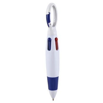 

White Blue Plastic Barrel Multicolor 4 in 1 Ballpoint Pen for Students