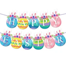 2 kinds of Easter Paper Garland Banners 1 Easter Egg anther is Easter Bunny Rabbit Carrot