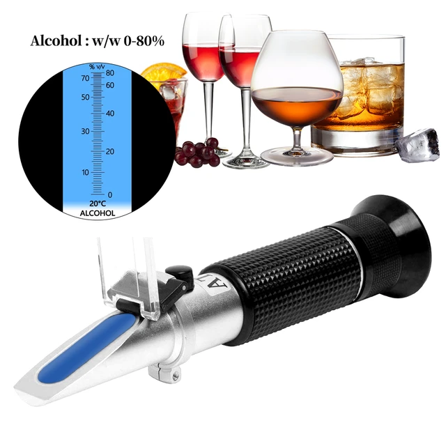Portable alcohol meter for distilled spirts