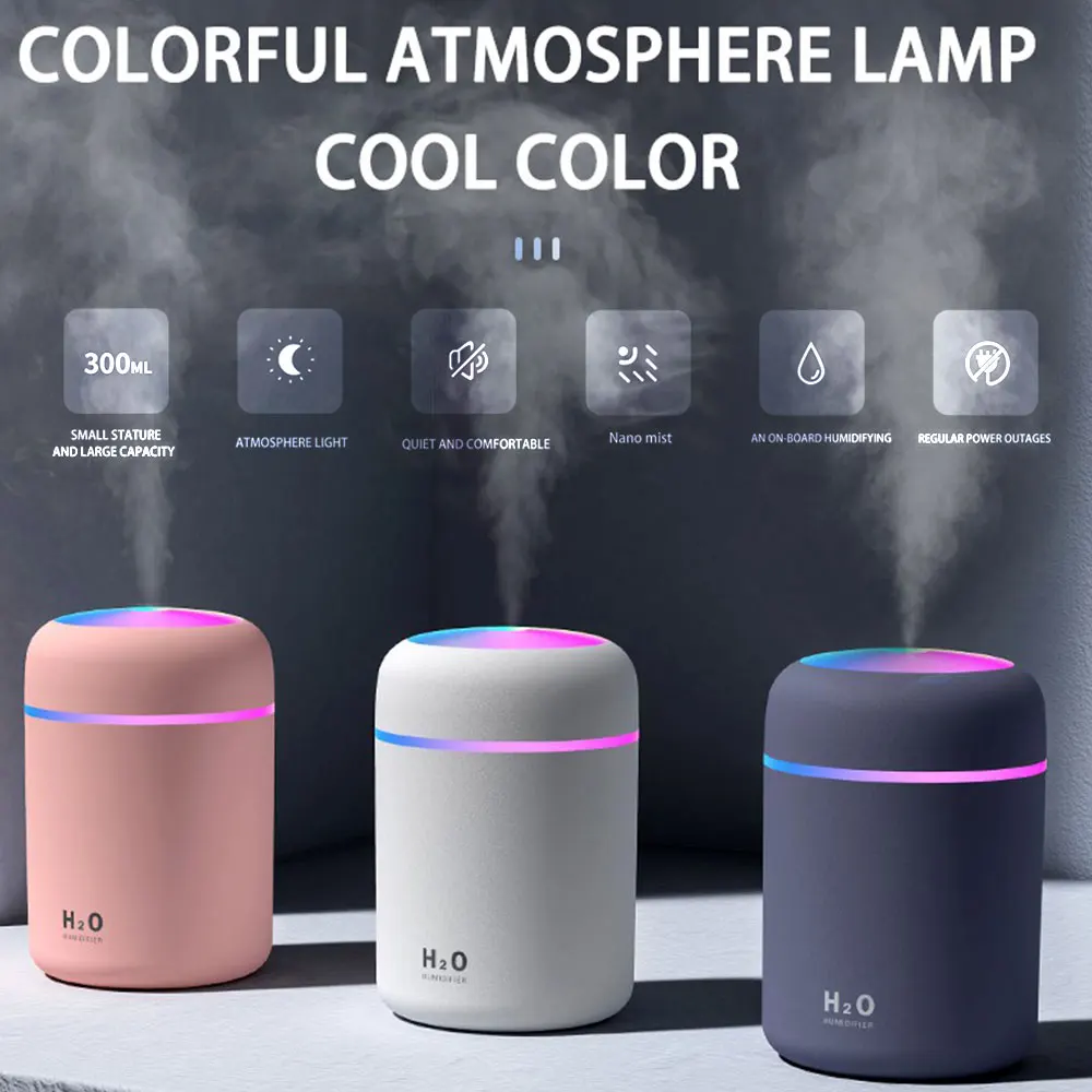 

Portable 300ml Humidifier USB Ultrasonic Dazzle Cup Aroma Diffuser Cool Mist Maker Air Humidifier Purifier with Romantic Light
