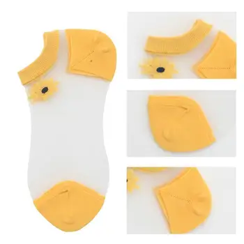 

Women Summer Socks Transparent Little Daisy Embroidery Socks Style Socks Ankle Funny Korean Short Ins Flowers Cute Fashion I8W4