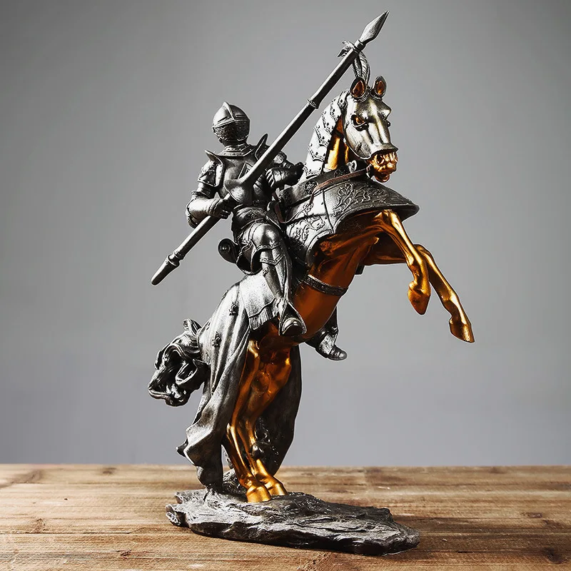 

Roman Soldier Knights Statues for Decoration Home Decor Figurine Medieval Armor Warrior Sculpture Resin Crafts Home Decoration