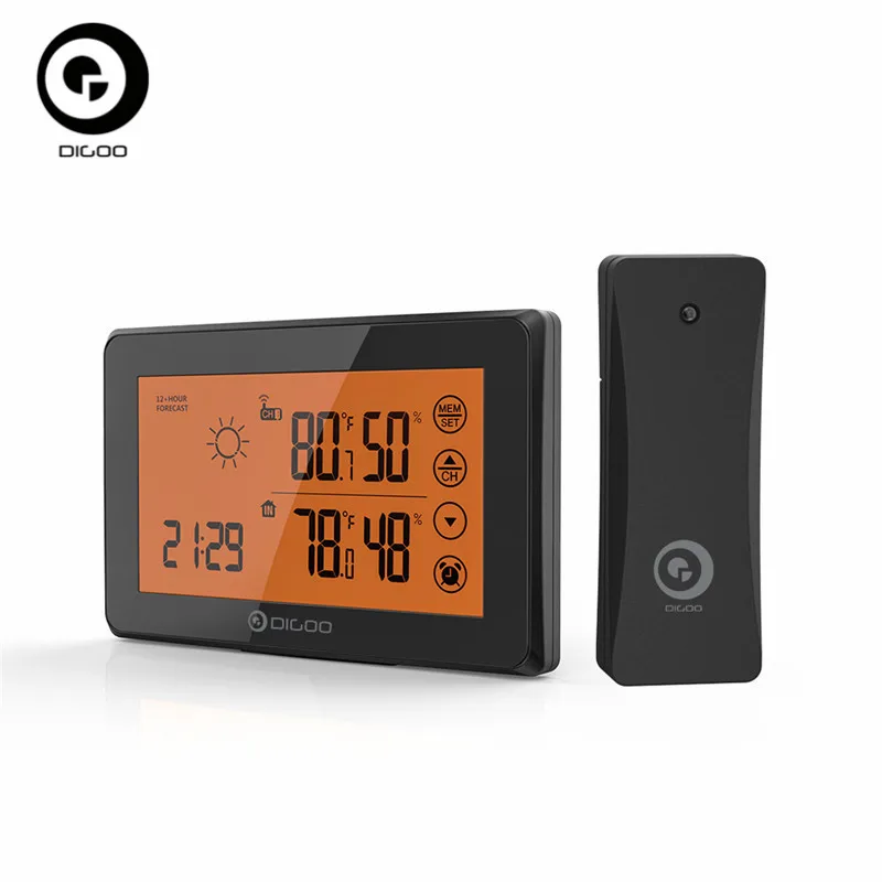 

DIGOO DG-TH0340 Backligt LCD Weather Station With Remote Sensor Alarm Clock Touch Screen Temperiture Humidity Alarm Clock