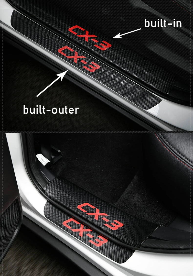 Для Mazda CX-3 CX3 углеродное волокно искусственная кожа порога Накладка автомобильные аксессуары