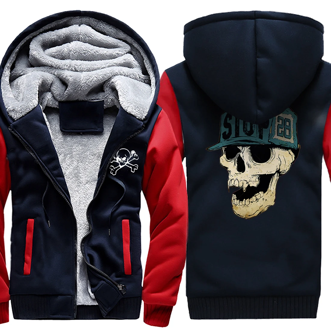 

Stop Skull Cartoon 2020 New Arrival Mens Raglan Thicken Jackets Winter Mans Coats Korean Style Zipper Hipster moletom masculino