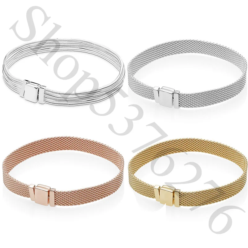 925 пробы Серебряные Оригинальные рефлексивные сетки мульти змеиные цепи браслет