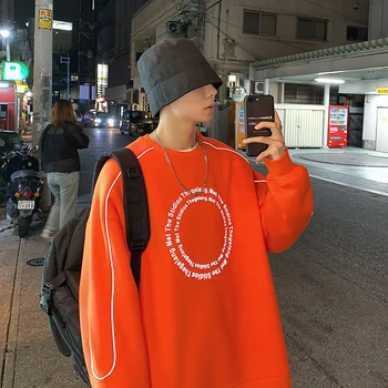 

2020 Men's Reflect Light Loose Coats Round Neck Sweatshirts Cotton Clothes Casual Hoodies Fashion Trend Pullover Plus Size S-XL