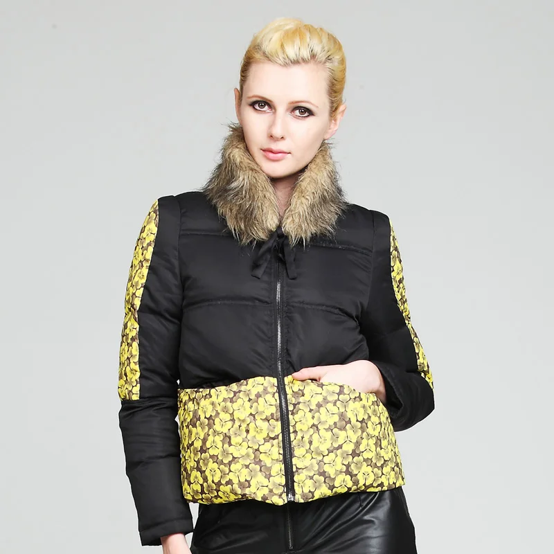 

Factory outlets Women's printed Down Jacket real fur Jacket Clearance Specials White Duck coats wq2561