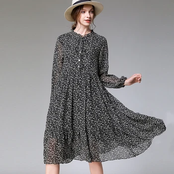 

Chiffon Dress Women Spring Summer Full Sleeve Floral Print Plus Size Fashion Woman Elegant Party Beach Boho Dresses Female