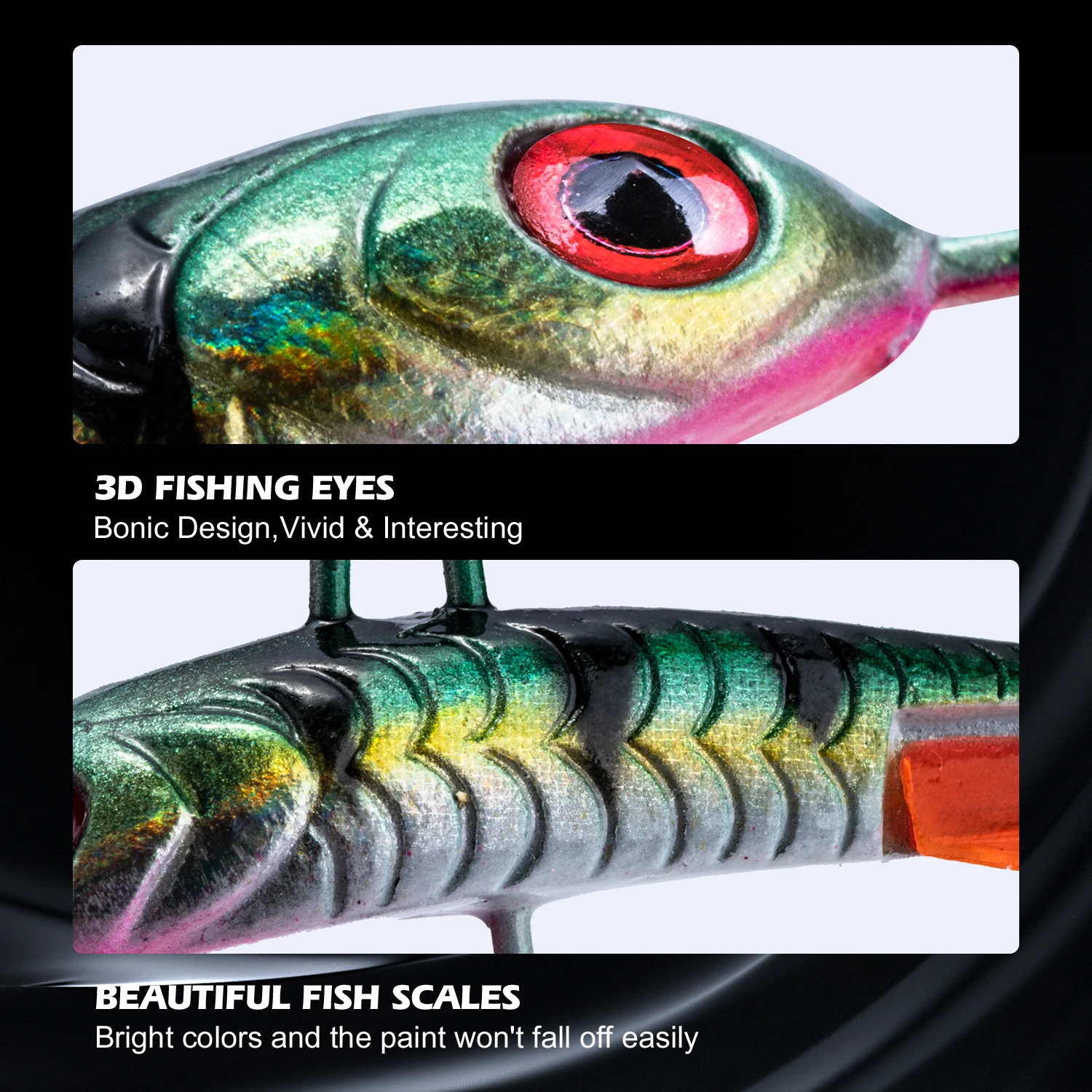 Goture 1pc 6.8cm 16g Ice Fishing Lure Vivid 3D Eyes Metal Winter Balancing  Movable Bait Hook Jigs Lures for Outdoor