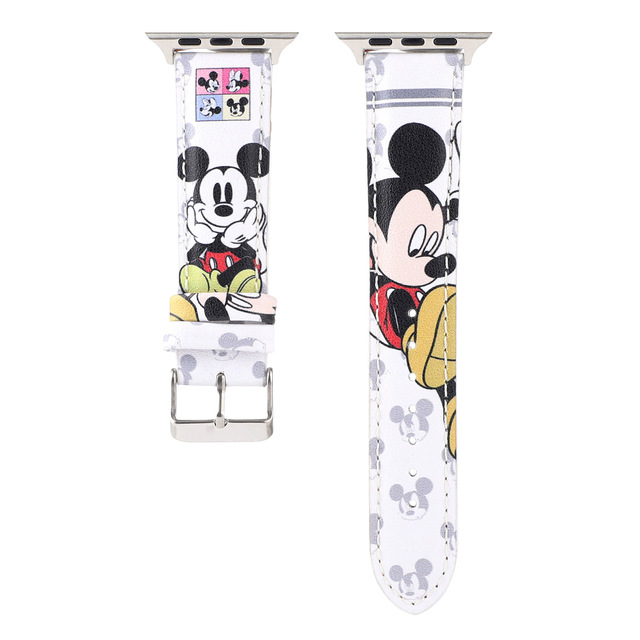 Mickey Minnie Donald Duck Leather Strap For Apple Watch Band 41mm 45mm 44mm 38mm 40mm Bracelet iWatch Series 7 SE 6 5 4 3