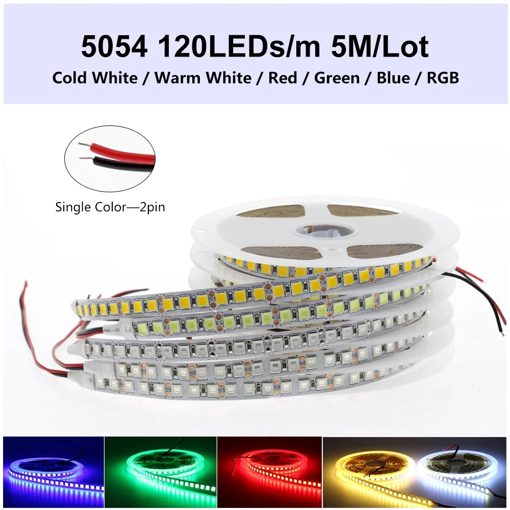Waterproof LED Strip Light 5054 SMD 120leds/m Flexible LED Tape lamp DC 12V 24V 