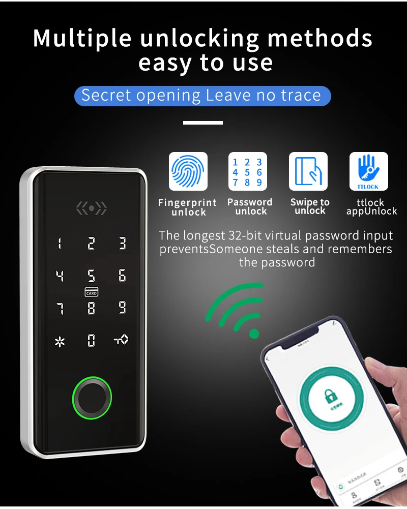 TTLOCK Bluetooth App Control Fingerprint Drawer Lock RFID 13.56Mhz For Spa Swimm