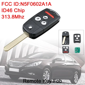

313.8Mhz 3+1 Buttons Car Remote Keyless Entry Flip Key Fob ID46 Chip N5F0602A1A Fit for 2007 2008 2009 2010 2011 Acura MDX RDX