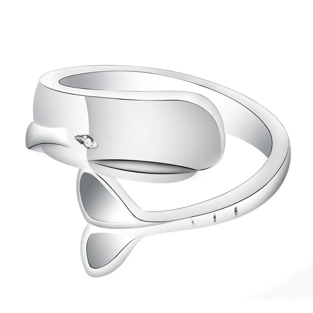 Chic Whale Open Finger Rings Shellhard Fashion Jewelry Accessories Shellhard Adjustable Silver Plated Ring Femme Bijoux