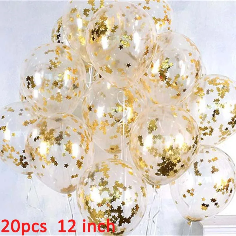 gold star 20 шт. прозрачные воздушные шары Золотая Звезда конфетти из фольги прозрачные воздушные шары с днем рождения украшения детский душ свадьба - Color: gold star
