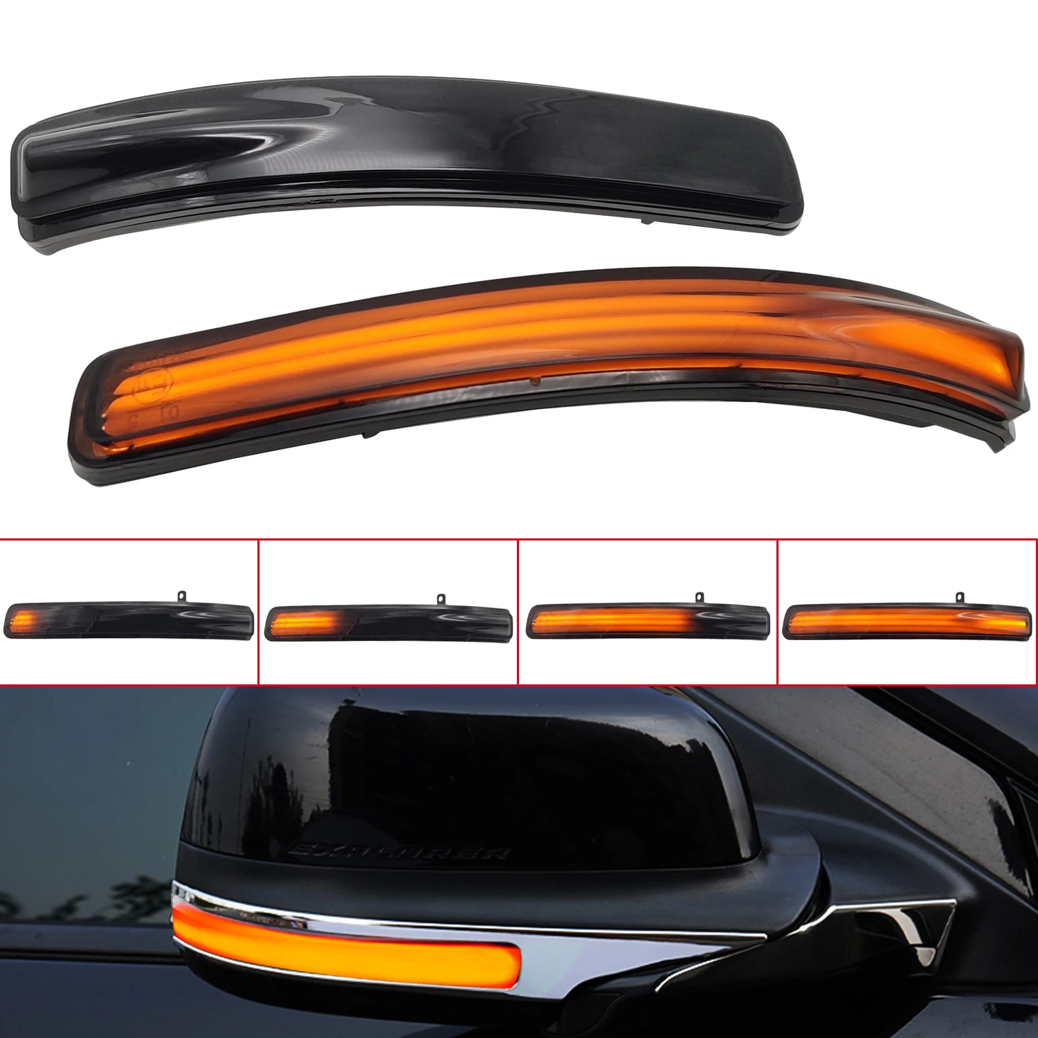 

for Ford Explorer 2011-2019 Side Dynamic Turn Signal Lights LED Mirror Indicator Blinker Sequential Lamps