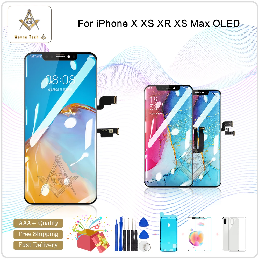 ЖК-дисплей Amoled класса AAA для iPhone X XS XR стеклянный 3D сенсорный экран в сборе сменная