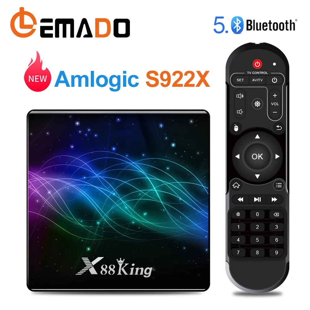 ТВ-приставка LEMADO Amlogic S922X Android 9,0 BT 5,0 4GB 128GB 4K Youtube Netflix Google голосовой помощник X88 King Android tv Box