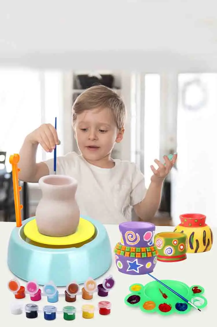 DIY Ручная Керамическая гончарная машина, детские игрушки для мальчиков и девочек, Мини Керамические колеса, художественные ремесла, Ранние развивающие детские игрушки