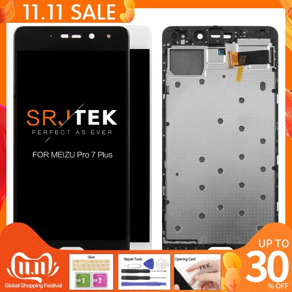 ЖК дисплей 5 7 '񟵰x1440 Super AMOLED для MEIZU Pro Plus с сенсорным экраном Pro7 дигитайзер