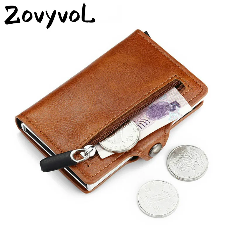 New Anti-theft RFID Credit Card Holder Wallet with Zipper Coin Pocket Slim Men Women Hasp Leather Wallet with Money Clips Leather Wallet Wallet Card Holder Card Holder Credit Card Holder Credit Card Wallet Card Wallet