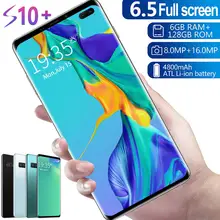 Smartphone S10 + 6.5 "Ponsel Android Fingerprint Face Unlock Dual Kamera 4G 3G Smart Ponsel Ponsel versi Global(China)