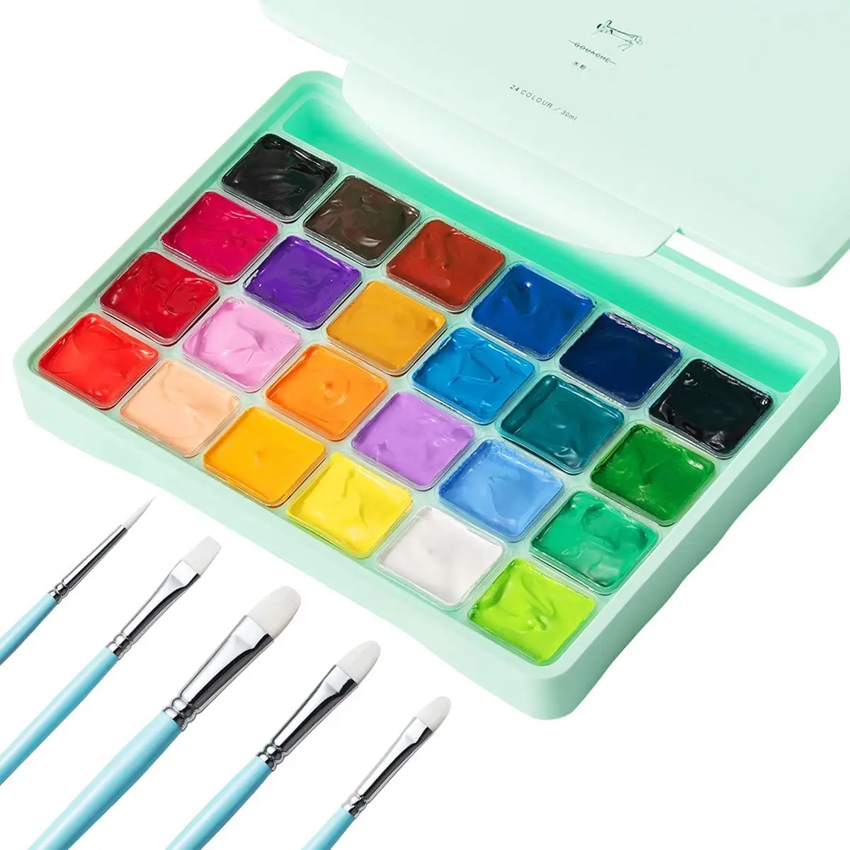 HIMI Gouache 24 Colors Watercolor Paint Set with Jelly Cup in Portable Case  with Portable Palette 24 Vibrant Color for Artists - AliExpress