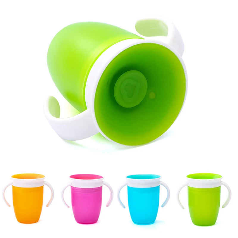 Gran oferta Taza de beber giratoria de 360 grados para bebé, con tapa abatible de doble Mango, a prueba de fugas, sin BPA, 1 unidad Zn7mzg1e8op