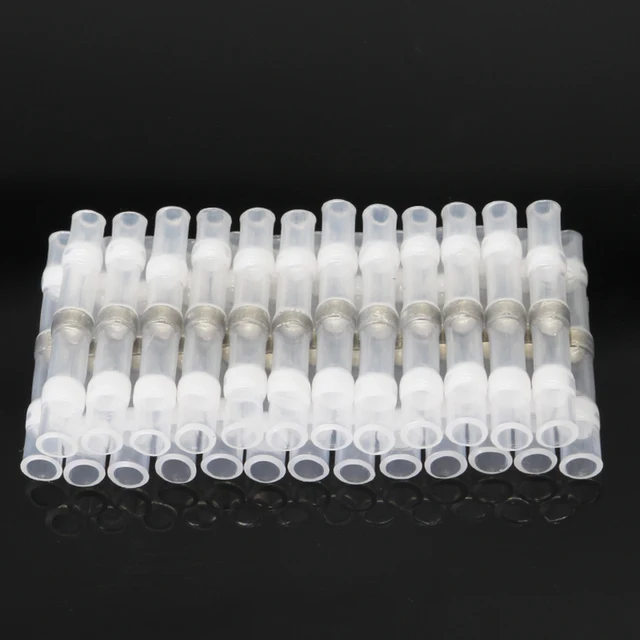 10/50PCS Thermal Shrinkage  Electrical Car Wires Connector Solder  Extrusion Terminals Block Cable Termination Wireway Clamping White