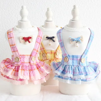 

Newest Style Bubble Plaid Design Suspender Skirts for Dogs Spring and Summer Cool Fashion Dressest Small Dog Clothes